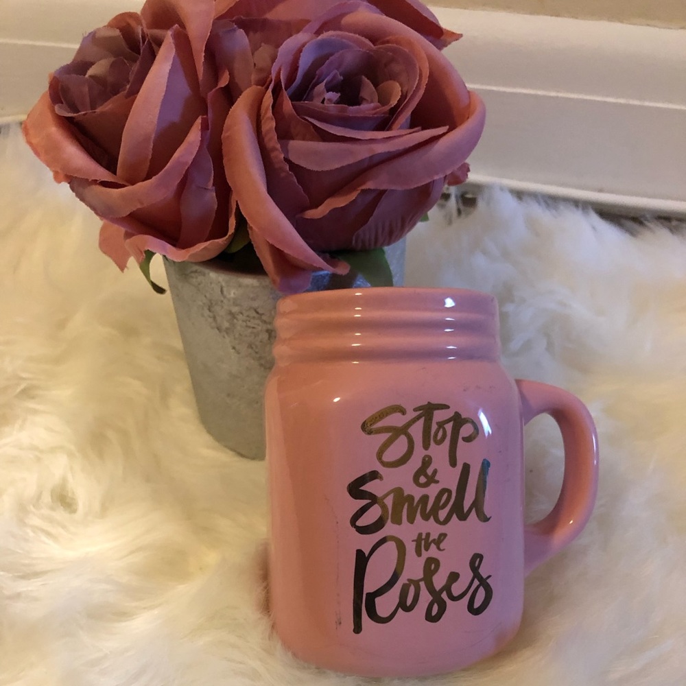 Rose colored mason jar